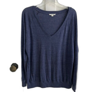 EUC Nation LTD Blue Long Sleeve Thin Sweater Shirt v neck Blue Sz Small